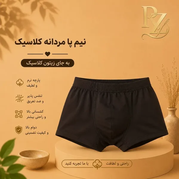 شورت نیم‌پا مردانه کلاسیک آنی‌پا | مدل اقتصادی و راحتی - Image 2